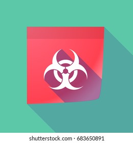 Illustration of a long shadow sticky note with a biohazard sign