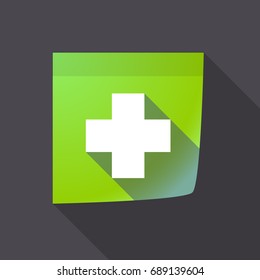 Illustration of a long shadow sticky note with a pharmacy sign