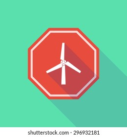 Illustration of a long shadow stop signal with a wind generator