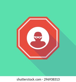 Illustration of a long shadow stop signal with a thief
