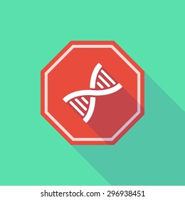 Illustration of a long shadow stop signal with a DNA sign
