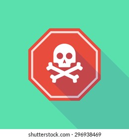 Illustration of a long shadow stop signal with a skull