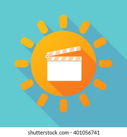 Illustration of a long shadow sun with a clapperboard