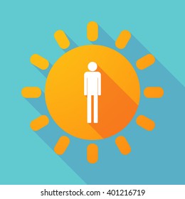 Illustration of a long shadow sun with a male pictogram