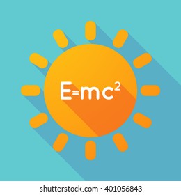 Illustration of a long shadow sun with the Theory of Relativity formula