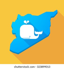 Illustration of a long shadow Syria map with a whale