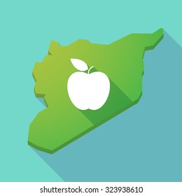 Illustration of a long shadow Syria map with an apple