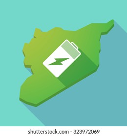 Illustration of a long shadow Syria map with a battery