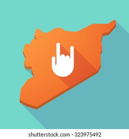 Illustration of a long shadow Syria map with a rocking hand