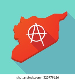 Illustration of a long shadow Syria map with an anarchy sign