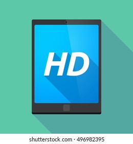 Illustration of a long shadow tablet PC with    the text HD