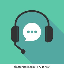 Illustration of a long shadow  teleoperator  hands free headphones with a comic balloon