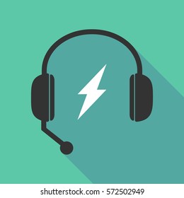 Illustration of a long shadow  teleoperator  hands free headphones with a lightning