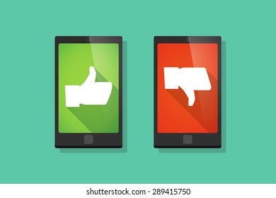 Illustration of a long shadow  thumb hands   phone set