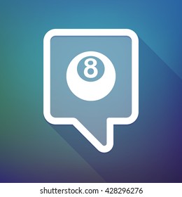 Illustration of a long shadow tooltip icon on a gradient background  with  a pool ball