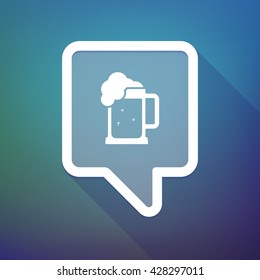 Illustration of a long shadow tooltip icon on a gradient background  with  a beer jar icon