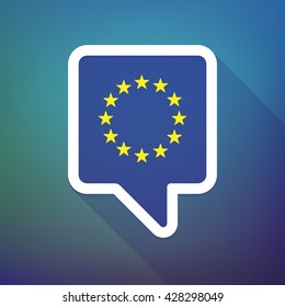 Illustration of a long shadow tooltip icon on a gradient background  with  the EU flag stars