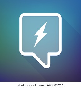 Illustration of a long shadow tooltip icon on a gradient background  with a lightning