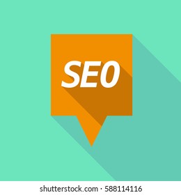 Illustration of a long shadow  tooltip with    the text SEO
