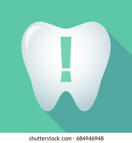 Illustration of a long shadow tooth with an admiration sign