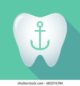 Illustration of a long shadow tooth with an anchor