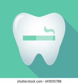 Illustration of a long shadow tooth with a cigarette