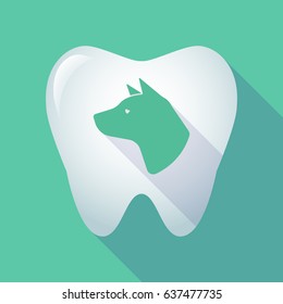 Illustration of a long shadow  tooth with  a dog head