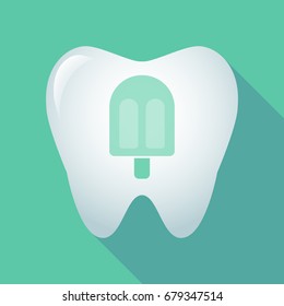 Illustration of a long shadow tooth with an ice cream