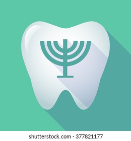 Illustration of a long shadow tooth icon with a chandelier