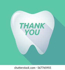 Illustration of a long shadow  tooth with    the text THANK YOU