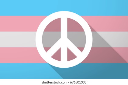 Illustration of a long shadow trans gender flag with a peace sign