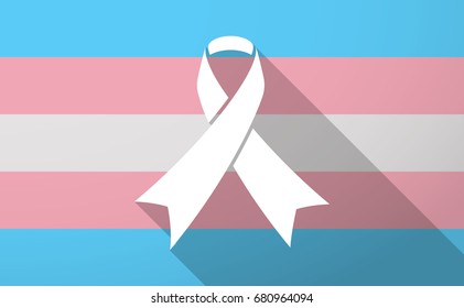 Illustration of a long shadow trans gender flag with an awareness ribbon