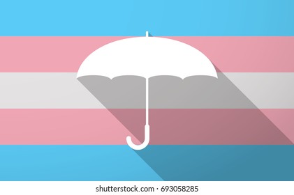 Illustration of a long shadow trans gender flag with an umbrella