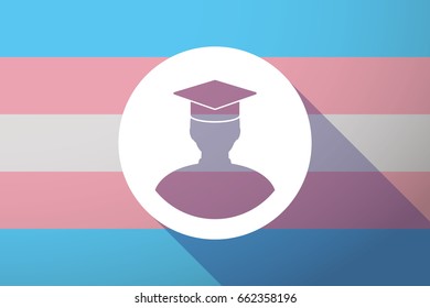 Illustration of a long shadow transgender flag with a student