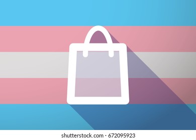 Illustration of a long shadow transgender flag with a shopping bag