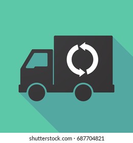 Illustration of a long shadow truck with a round recycle sign