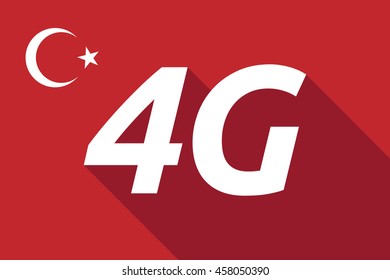 Illustration of a long shadow Turkey flag with    the text 4G