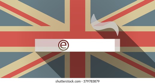 Illustration of a long shadow UK flag icon with an electronic cigarette