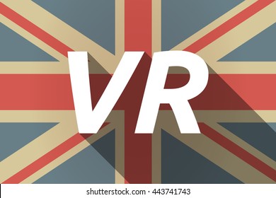Illustration of a long shadow UK flag with    the virtual reality acronym VR