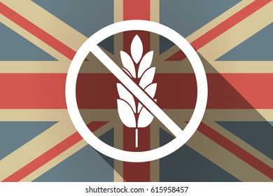 Illustration of a long shadow United Kingdom flag with  a gluten free sign