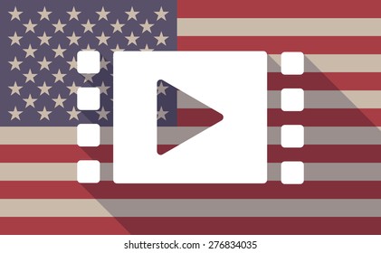 Illustration of a long shadow USA flag icon with a multimedia sign