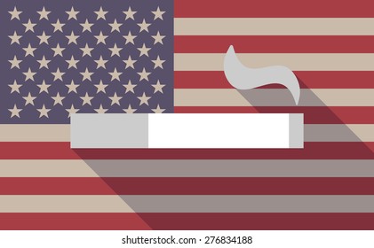 Illustration of a long shadow USA flag icon with a cigarette