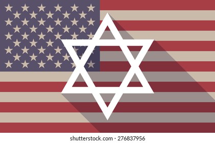 Illustration of a long shadow USA flag icon with a David star