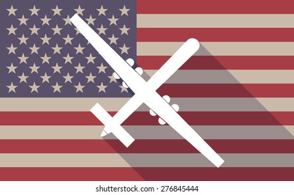 Illustration of a long shadow USA flag icon with a war drone