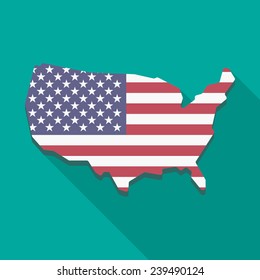Illustration of a long shadow USA map icon