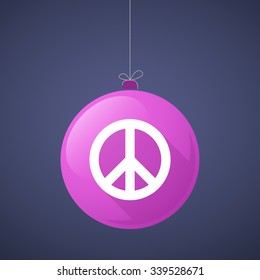 Illustration Of A Long Shadow Vector Christmas Ball Icon With A Peace Sign