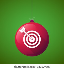 Illustration of a long shadow vector christmas ball icon with a dart board