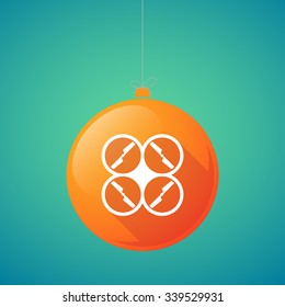 Illustration of a long shadow vector christmas ball icon with a drone