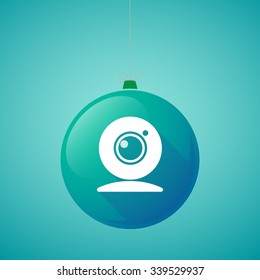 Illustration Of A Long Shadow Vector Christmas Ball Icon With A Web Cam