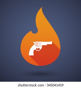 Illustration of a long shadow vector flame icon with a gun